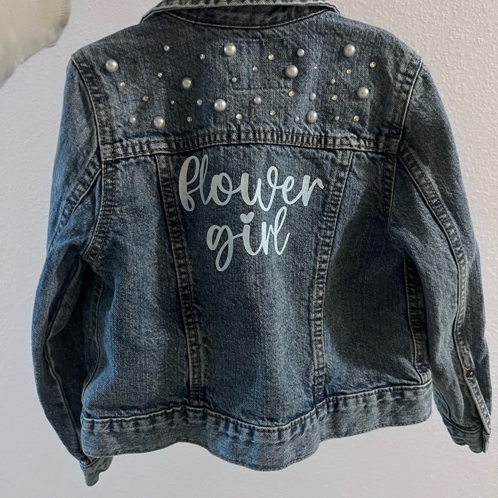 OshKosh B'gosh Flower Girl Pearl Embellished Kids Jean Jacket